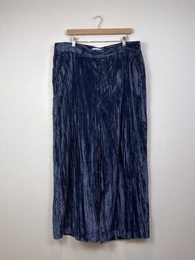 Treasure & Bond Nordstrom Womens Navy Velvet Wide Leg Trousers Pants Plus Size18